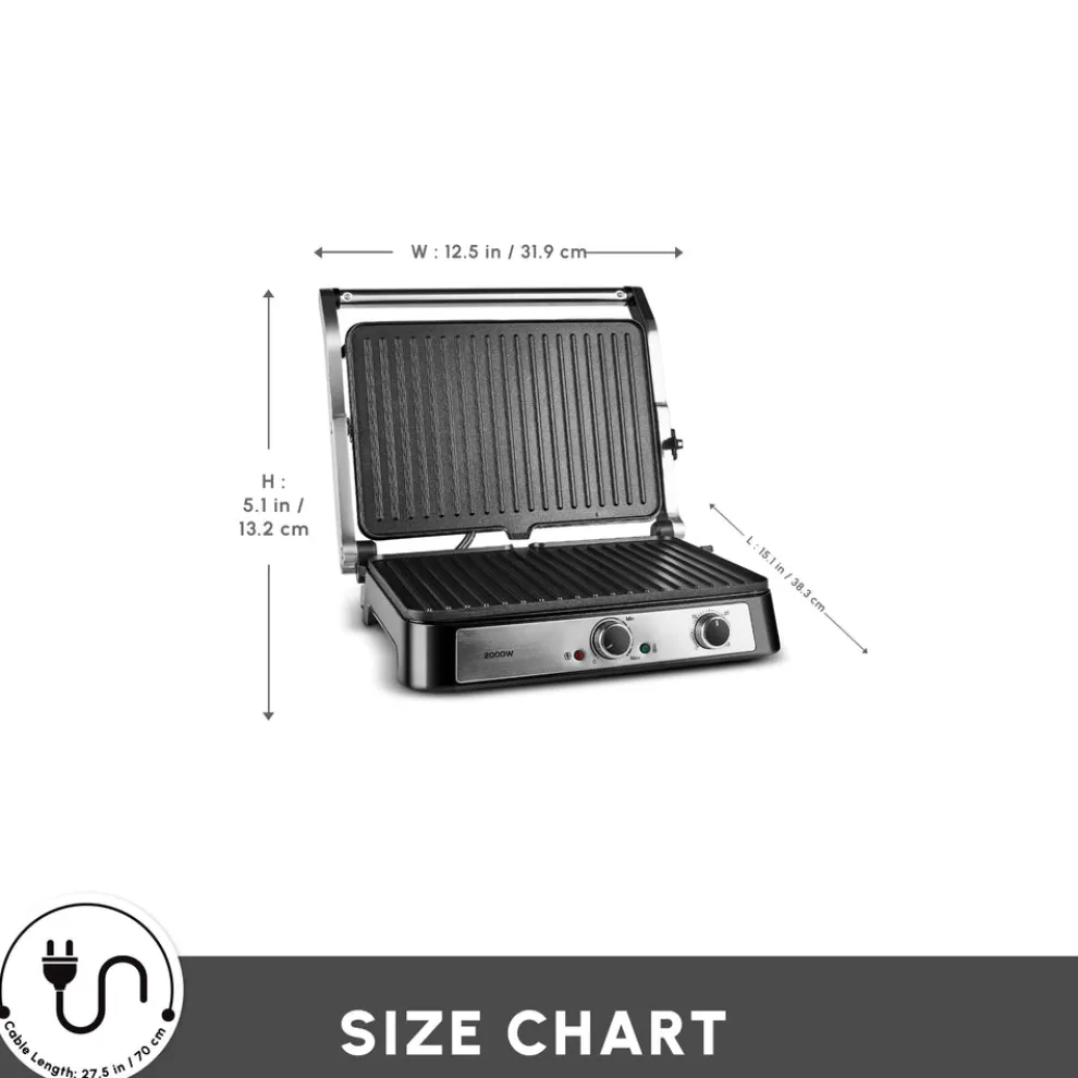 Karaca Toastmate Sandwich Toaster and Grilling Machine, 2000W, Inox