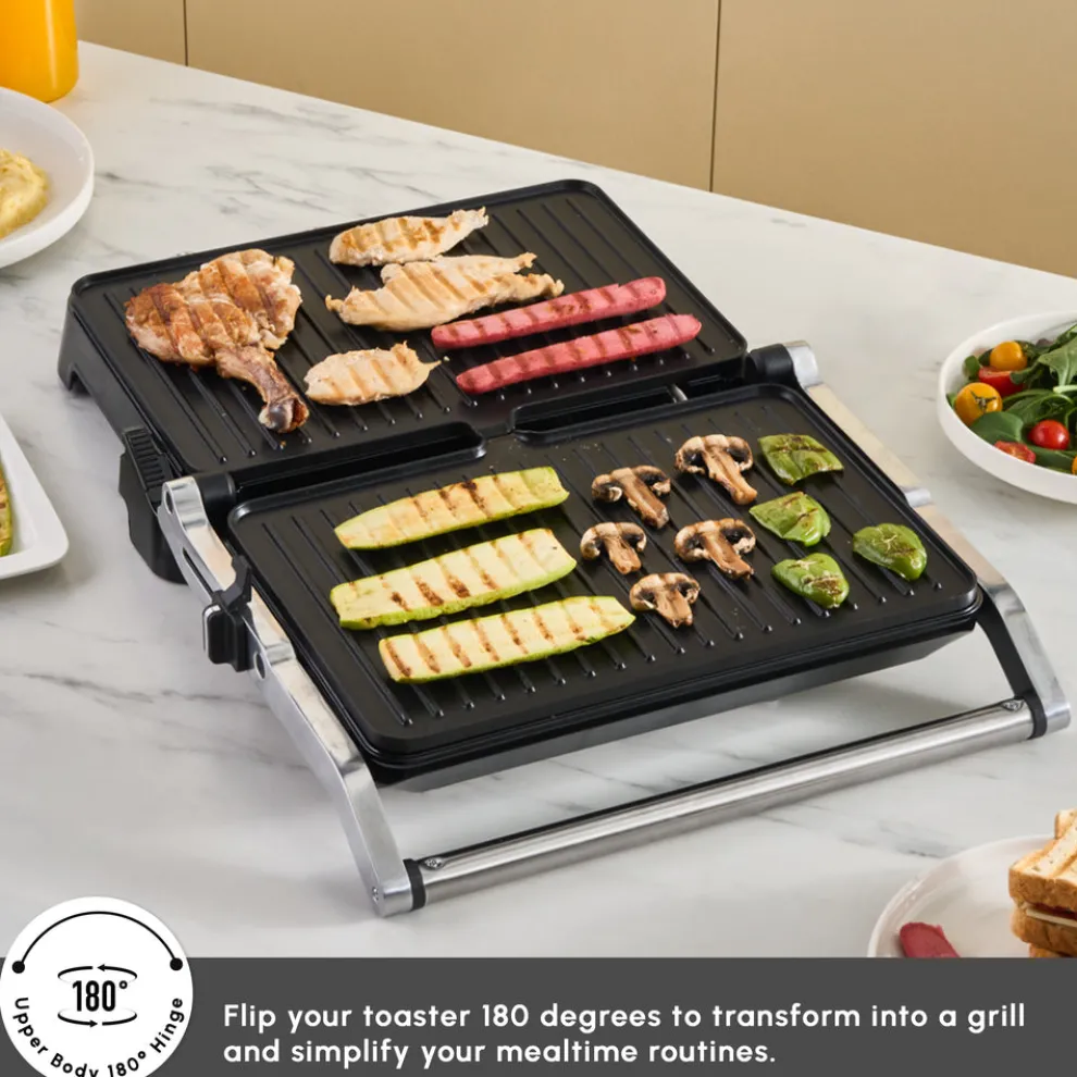 Karaca Toastmate Sandwich Toaster and Grilling Machine, 2000W, Inox