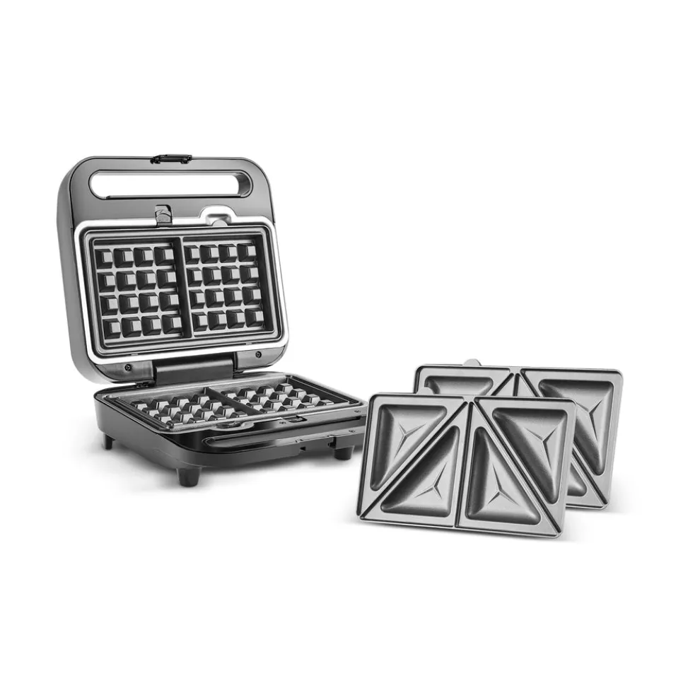 Karaca Tote Sandwich Toaster and Waffle Machine, 1000W, Inox