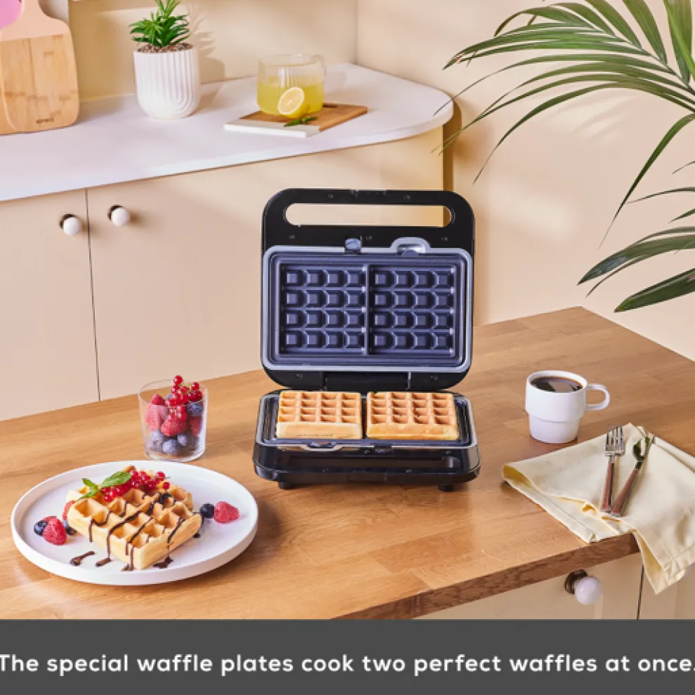 Karaca Tote Sandwich Toaster and Waffle Machine, 1000W, Inox