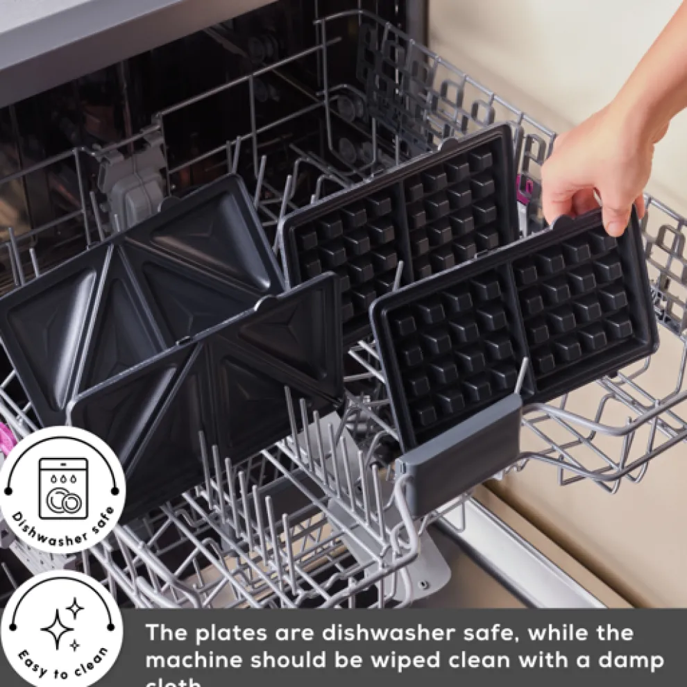 Karaca Tote Sandwich Toaster and Waffle Machine, 1000W, Inox