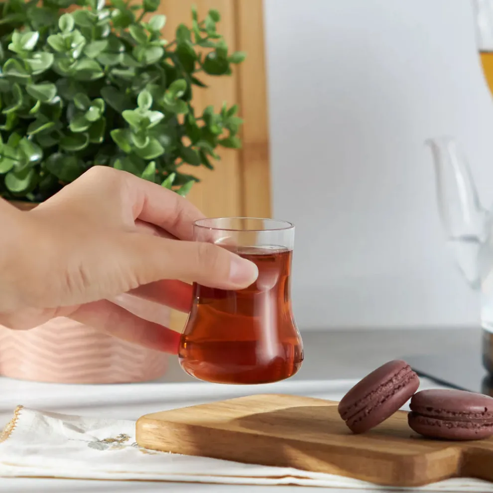 Karaca Touch Glass Turkish Tea Glass, 155ml, Transparent