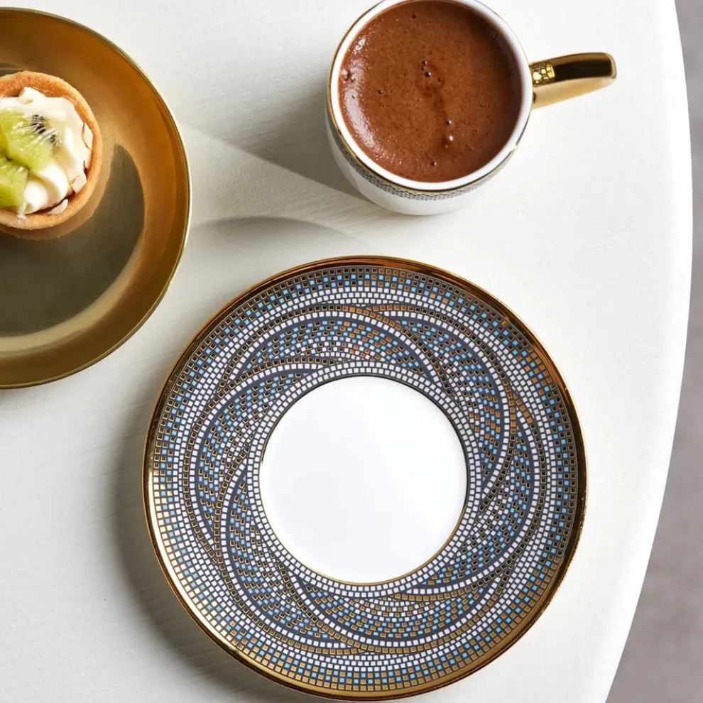 Karaca Umut 4-Piece Bone China Espresso Turkish Coffee Cup Set for 2 People, 90ml, Multi