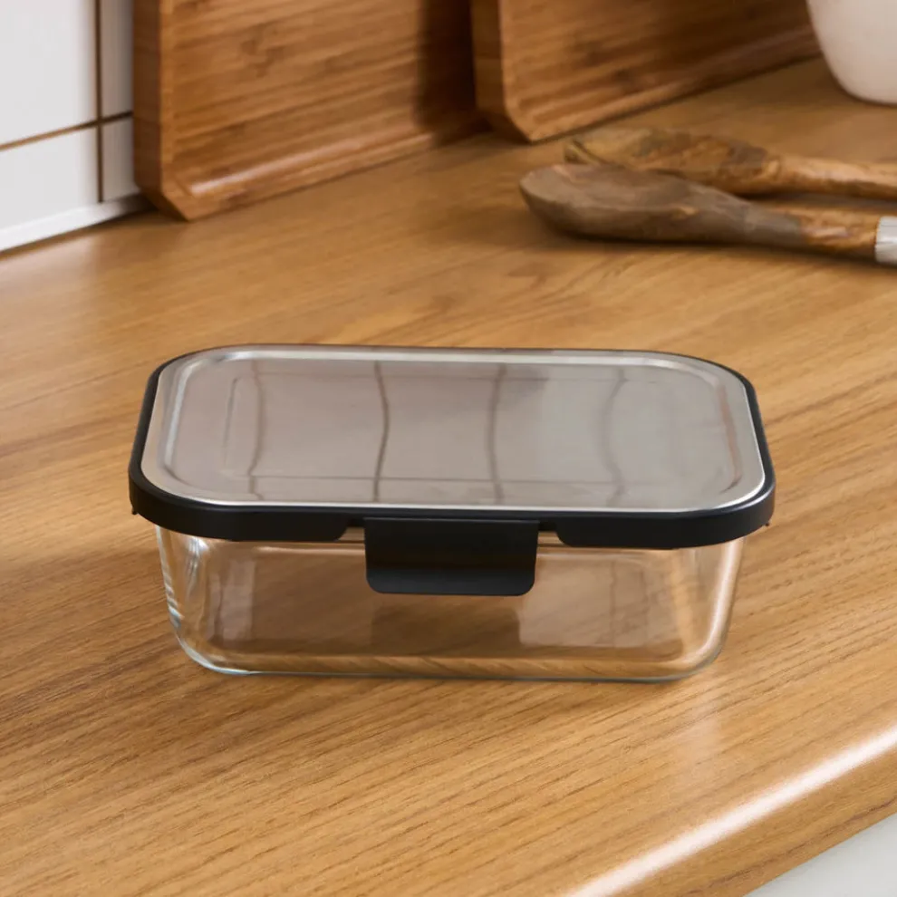 Karaca Vera Storage Container with Metal Lid, 1500ml, Transparent