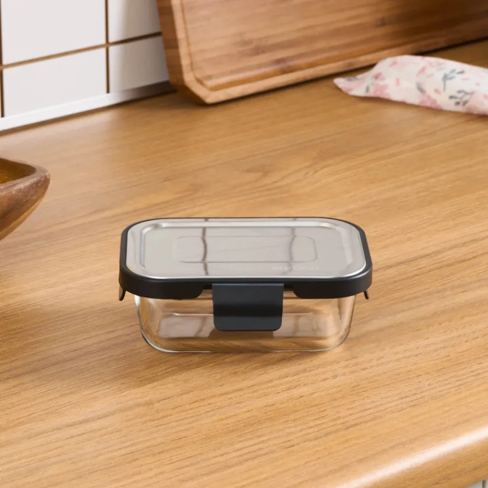 Karaca Vera Storage Container with Metal Lid, 370ml, Transparent