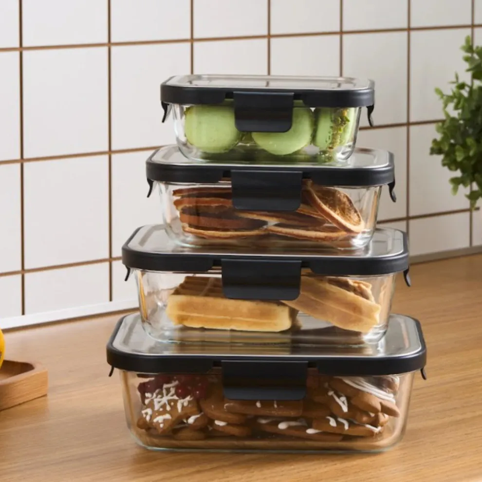 Karaca Vera Storage Container with Metal Lid, 370ml, Transparent