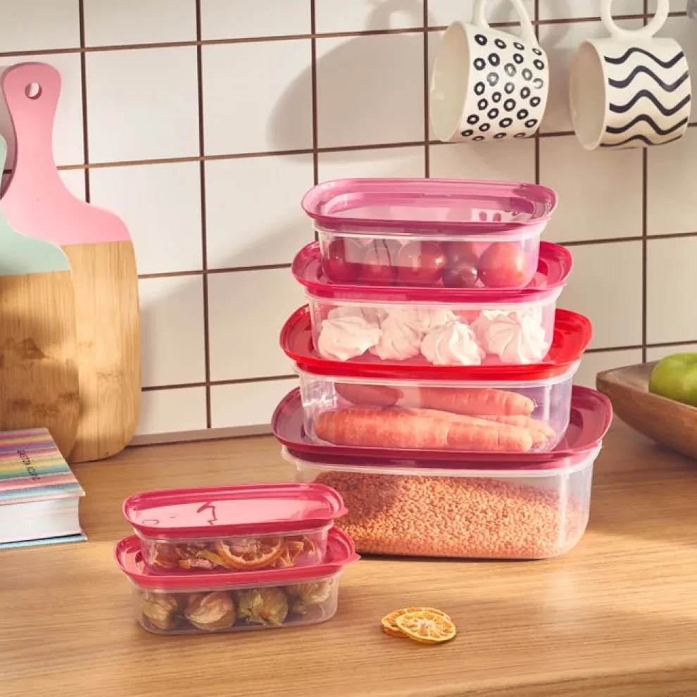 Karaca Vicks Velvet 6-Piece Storage Container, Red