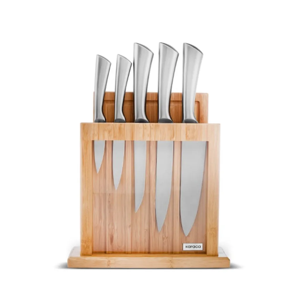 Karaca Vigor 7-Piece Knife Set and Chopping Board, Wood