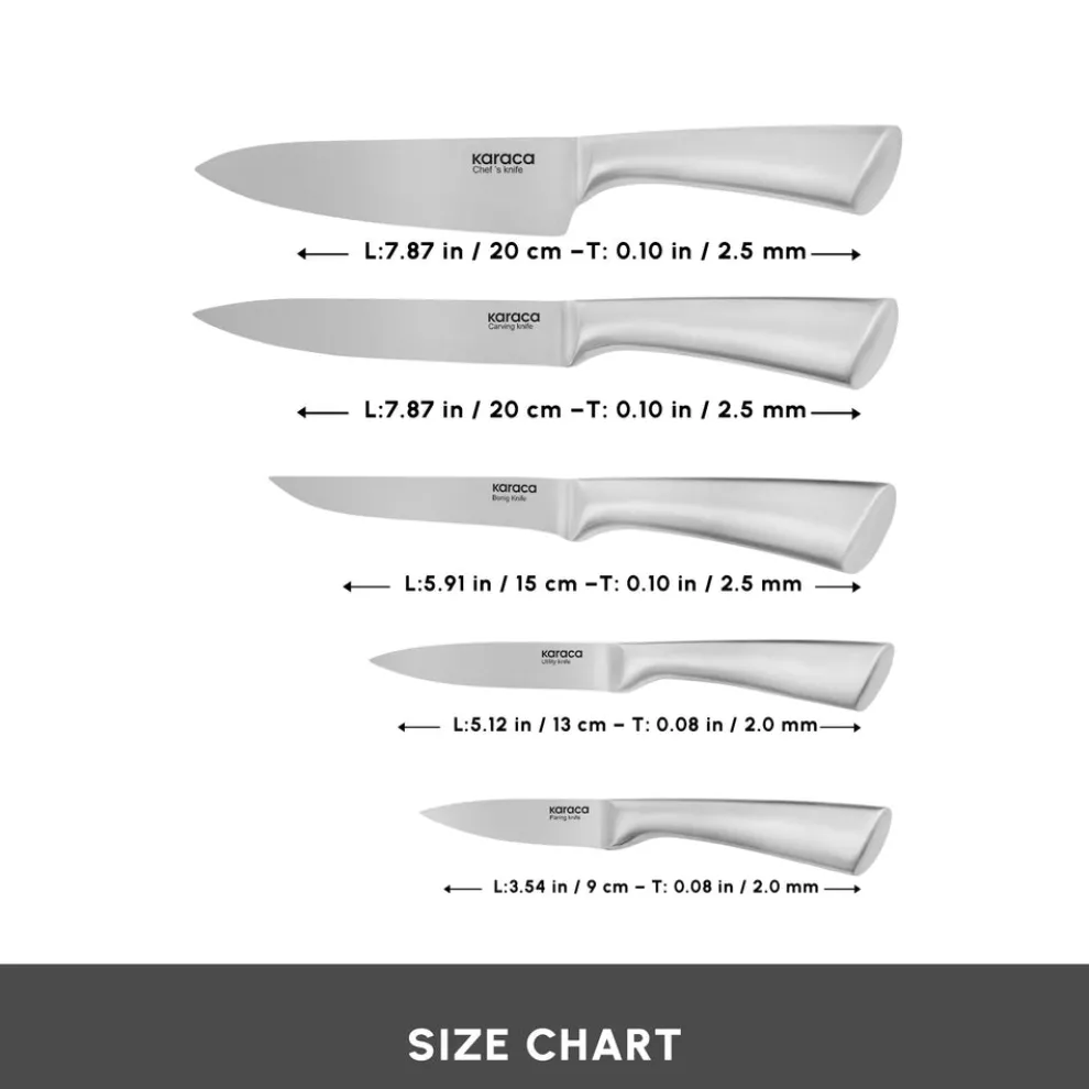 Karaca Vigor 7-Piece Knife Set and Chopping Board, Wood