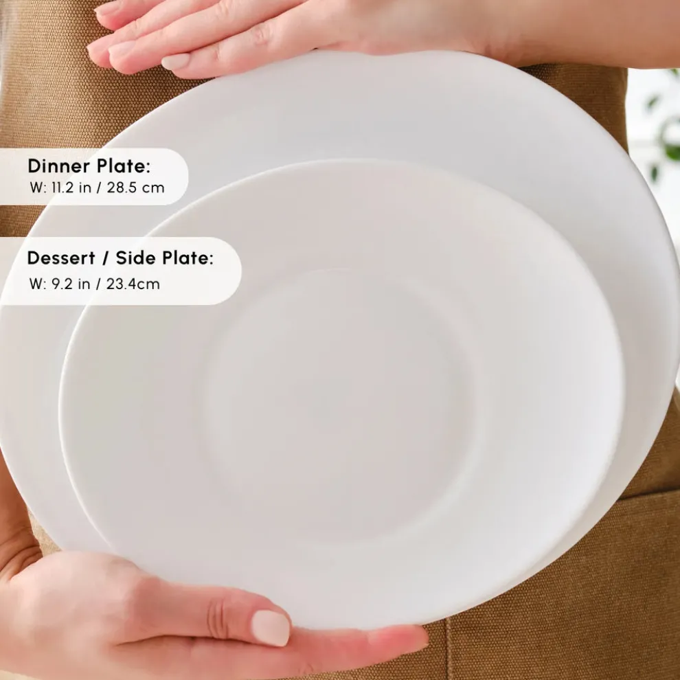 Karaca White Pure 24-Piece Glass Dinner Set for 6 People, White