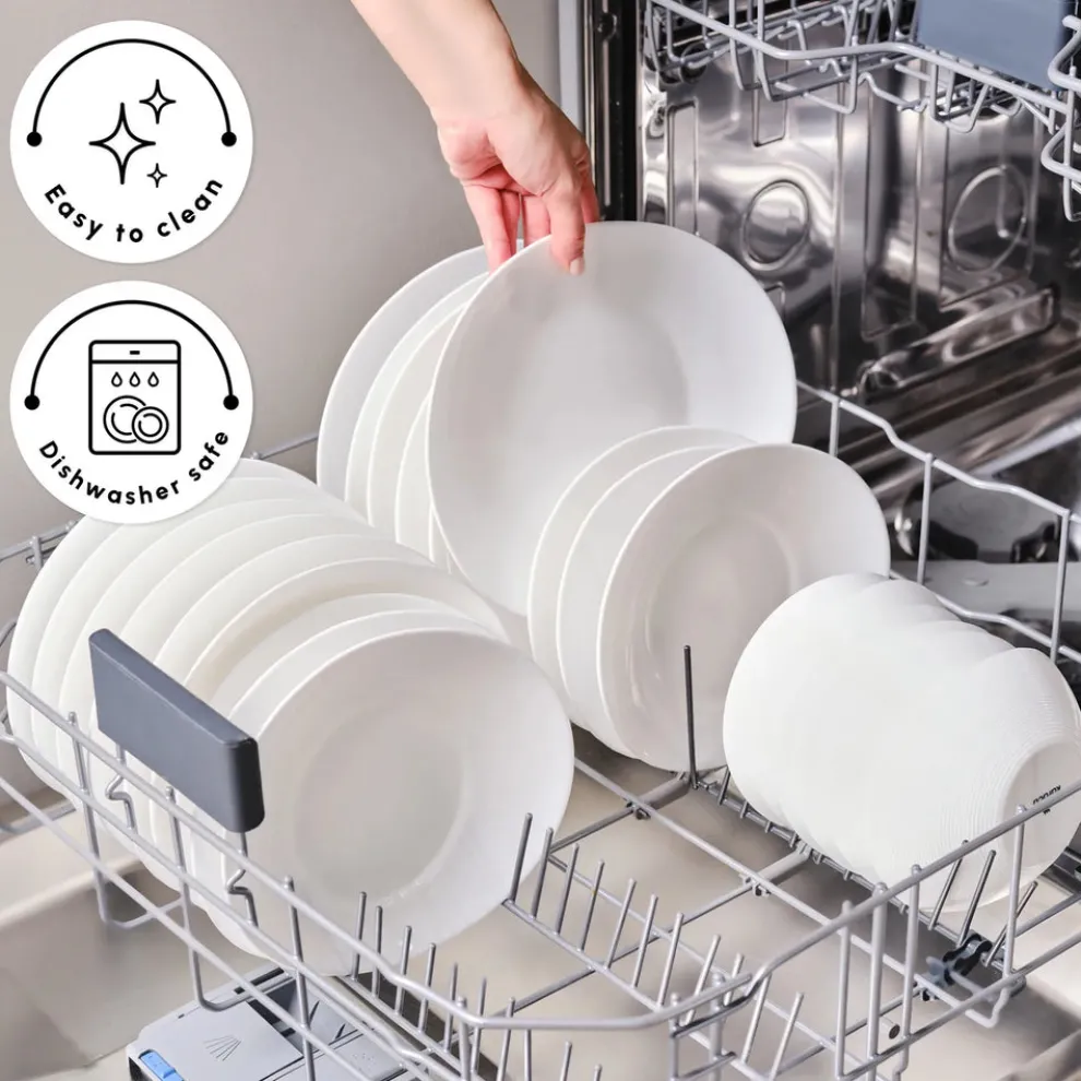 Karaca White Pure 24-Piece Glass Dinner Set for 6 People, White