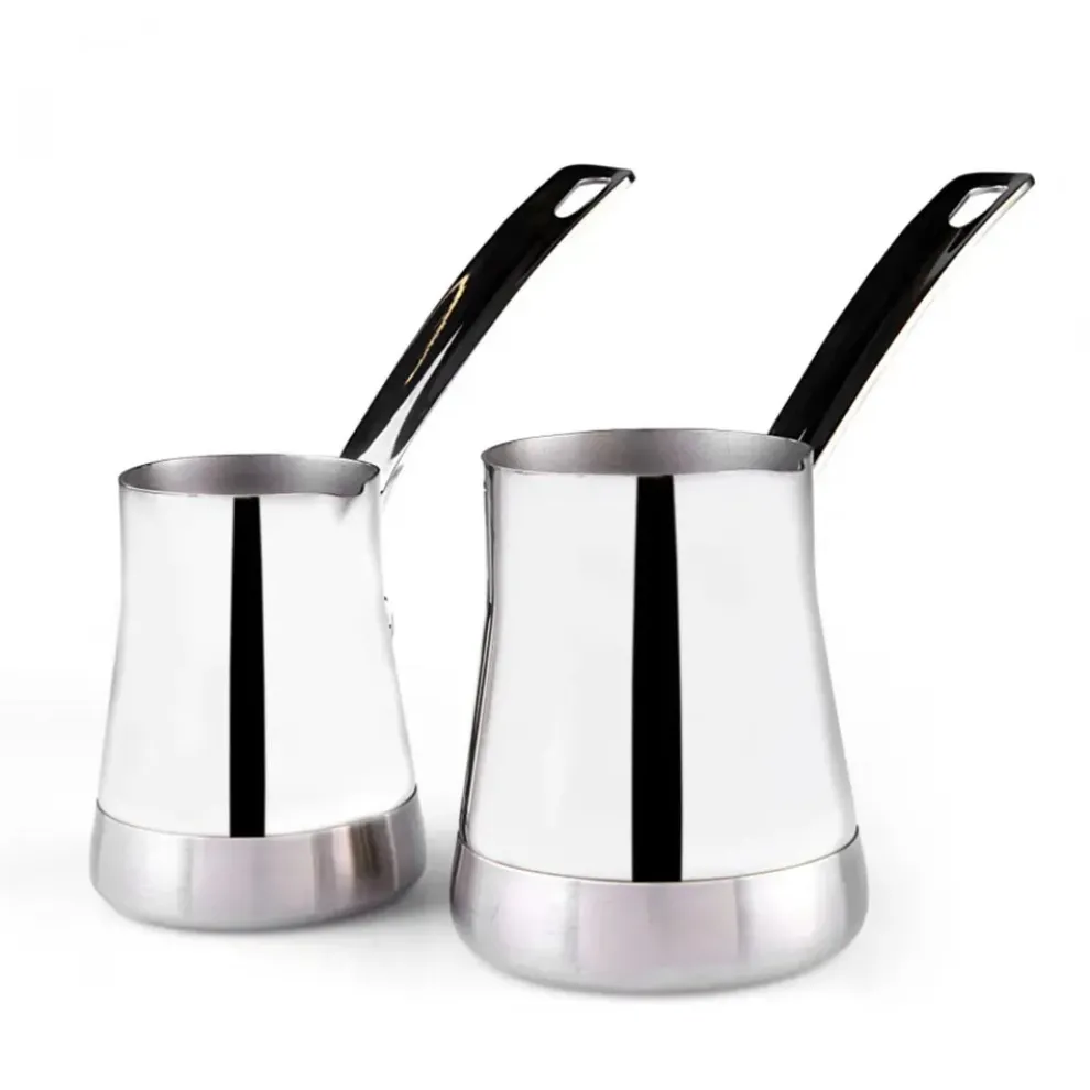 Karaca Win 2-Piece Induction Stainless Steel Coffee Pot Set, Steel
