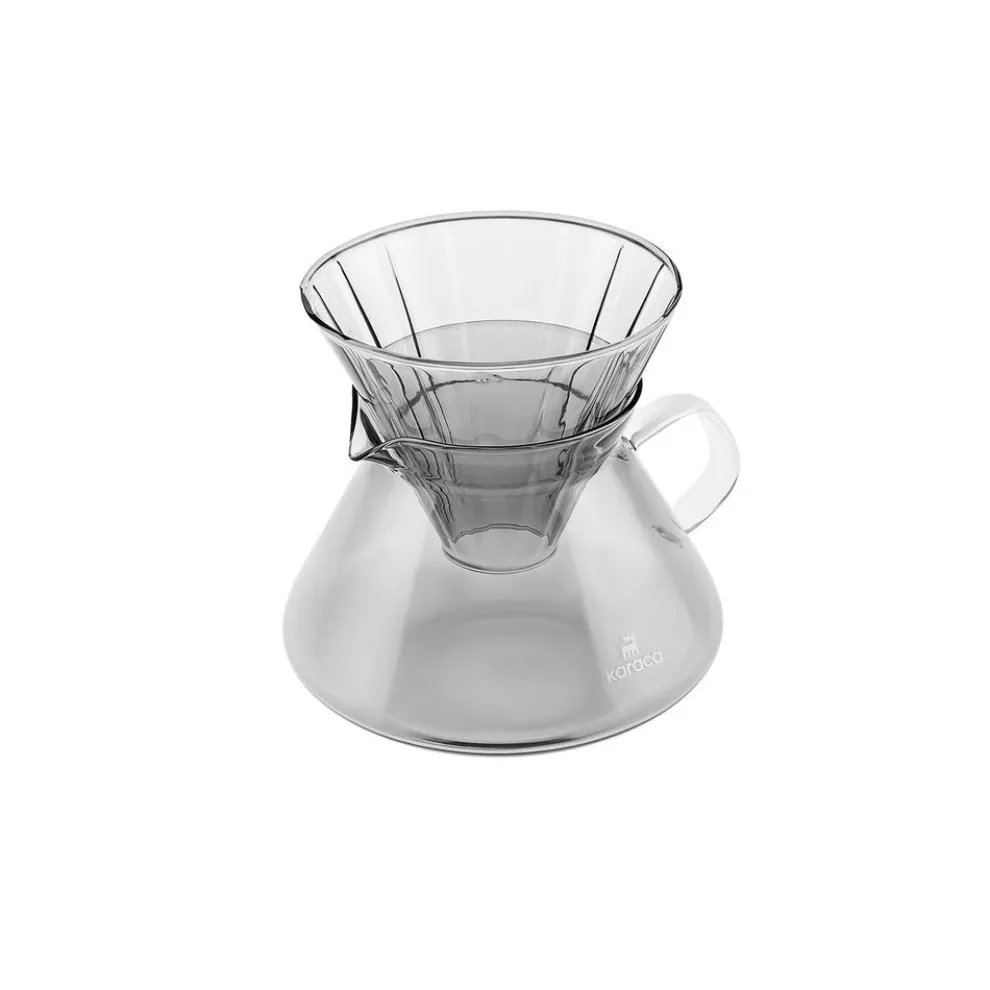 Karaca Winx Brewy Glass Pour Over Coffee Maker Set with Stand, 650ml, Grey