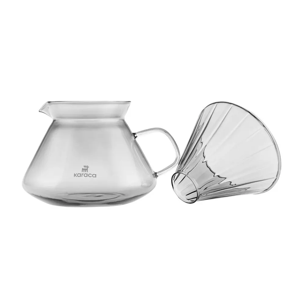 Karaca Winx Brewy Glass Pour Over Coffee Maker Set with Stand, 650ml, Grey