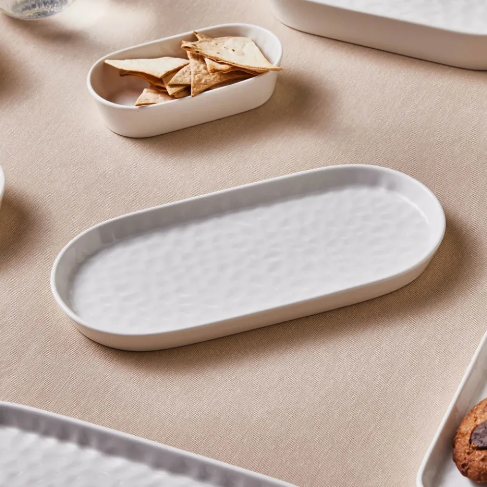 Karaca x by Refika Bembeyaz Bone China Oval Serving Platter 24cm, White