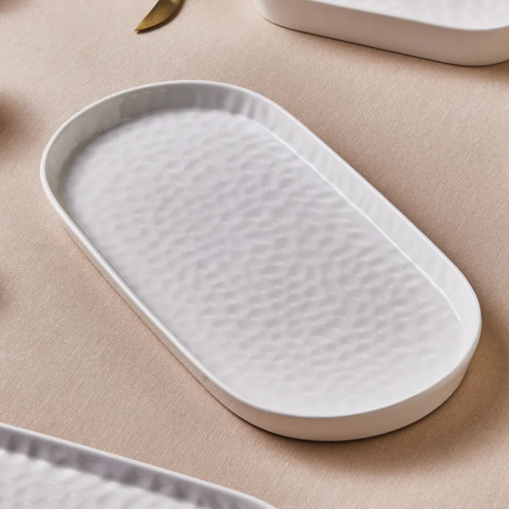 Karaca x by Refika Bembeyaz Bone China Oval Serving Platter, 34cm, White