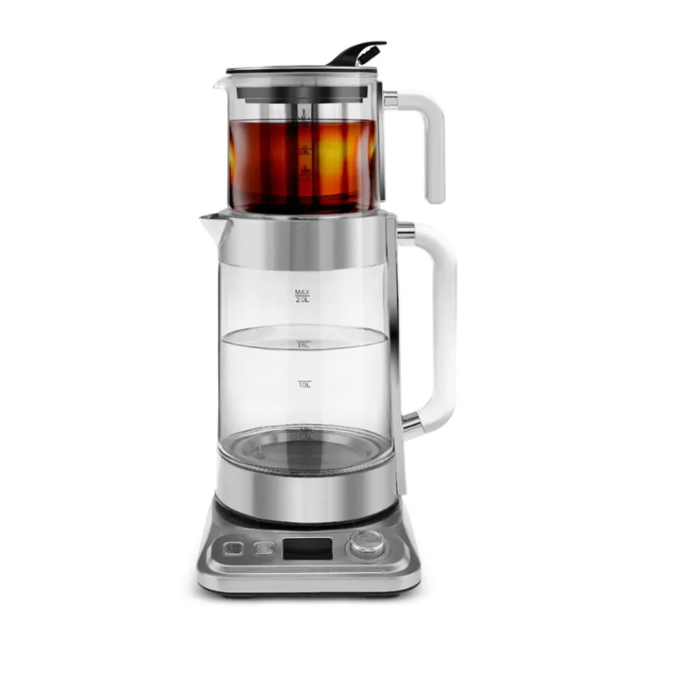 Karaca x by Refika XL Glass Tea Maker and Kettle, 2200W, 2,8L, Inox