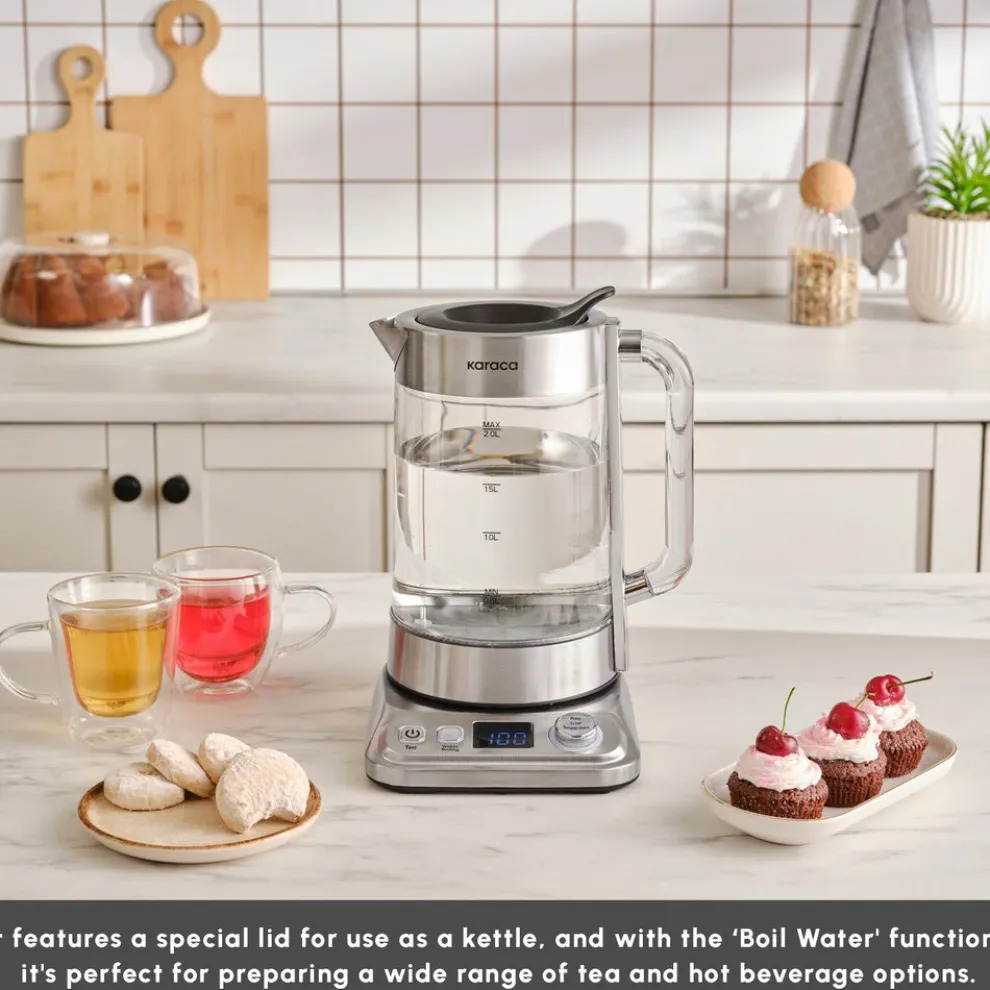 Karaca x by Refika XL Glass Tea Maker and Kettle, 2200W, 2,8L, Inox