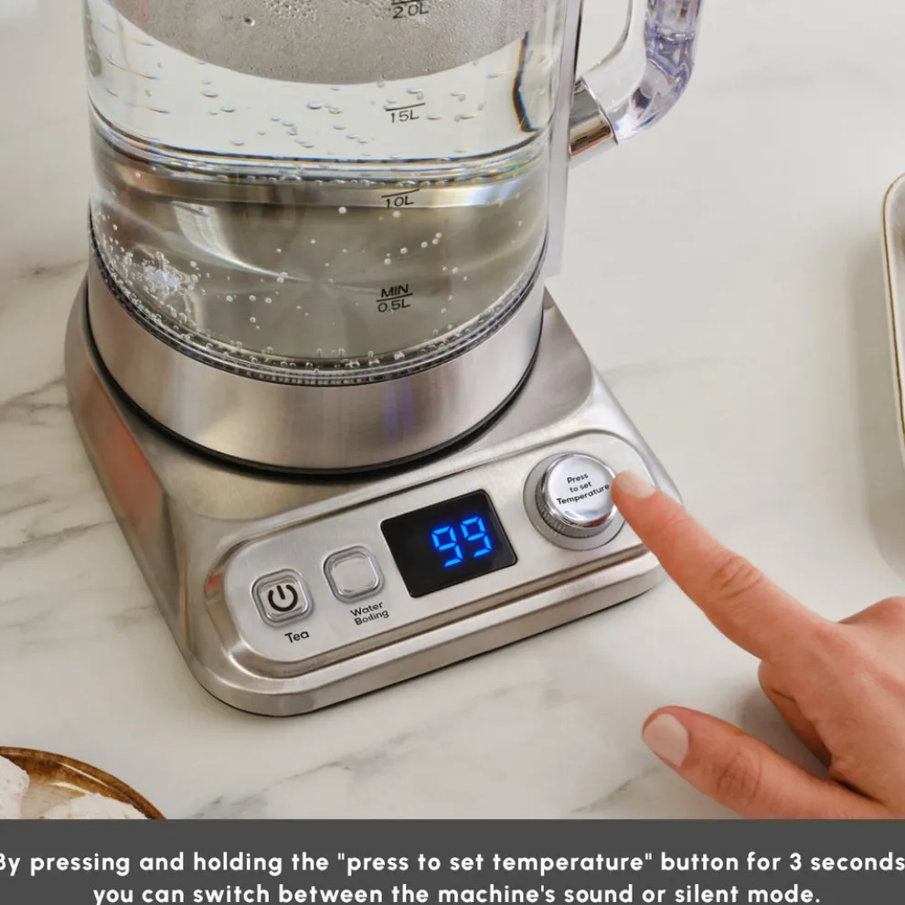 Karaca x by Refika XL Glass Tea Maker and Kettle, 2200W, 2,8L, Inox