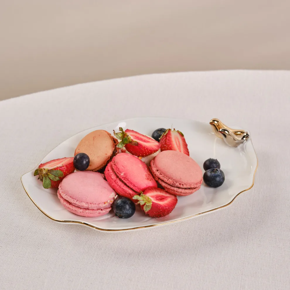 Karaca X Müge Anlı Bone China Serving Platter, 20cm, Gold White