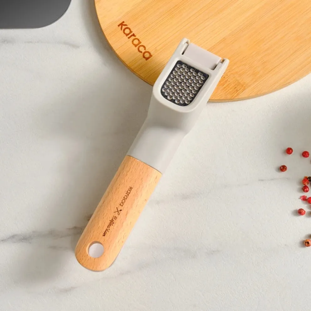 Karaca x Refika Garlic Crusher with Wooden Handled, Gray