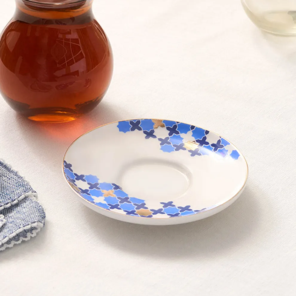 Karaca x Refika'dan Tatlıcan Selcuklu Porcelain Tea Plate, Blue White