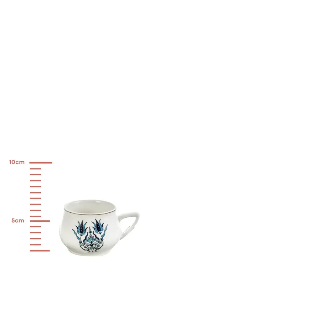 Karaca İznik 12-Piece Porcelain Espresso Turkish Coffee Cup Set for 6 People, 100ml, Multi