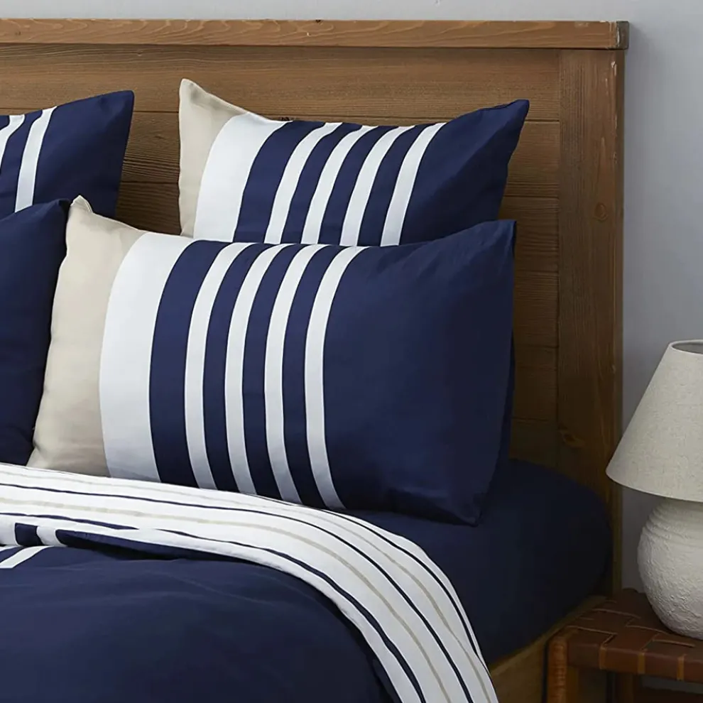 Nautica Home Aport 100% Cotton Duvet Cover Set, Super King, 260cmx220cm, Navy Blue Multi