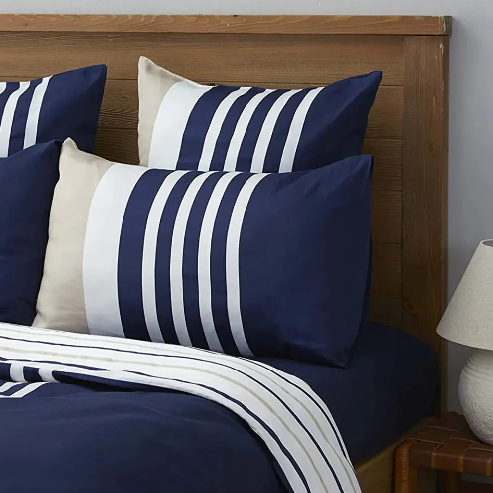 Nautica Home Aport 100% Cotton Duvet Cover Set, Single, 140cmx200cm, Navy Blue Multi