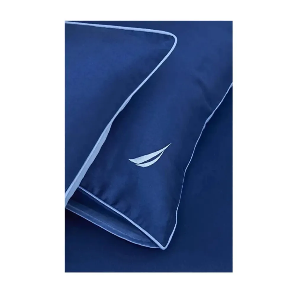 Nautica Home Creek 100% Cotton Duvet Cover Set, King, 230cmx220cm, Blue Navy Blue