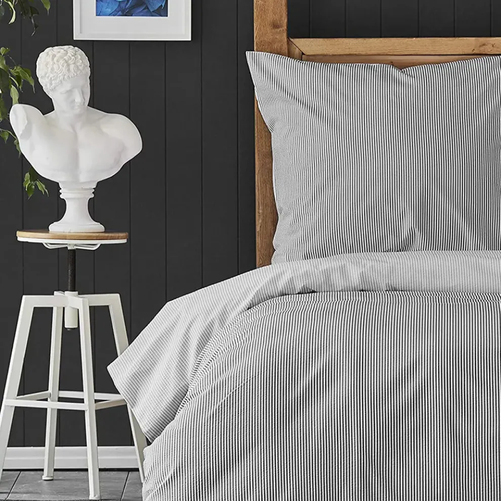 Nautica Home Darya 100% Turkish Cotton Duvet Cover Set, King, 230cmx220cm, Grey