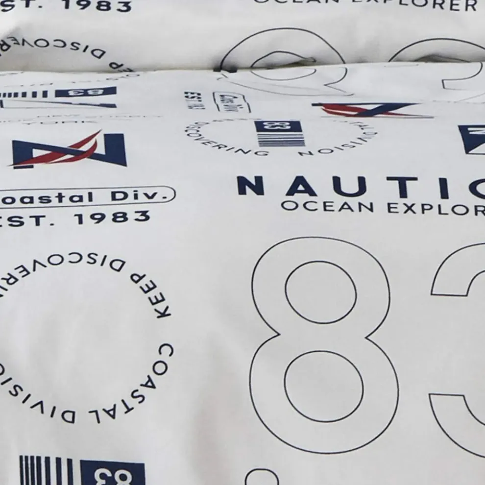 Nautica Home Discovery 100% Turkish Cotton Duvet Cover Set, King, 230cmx220cm, White Multi