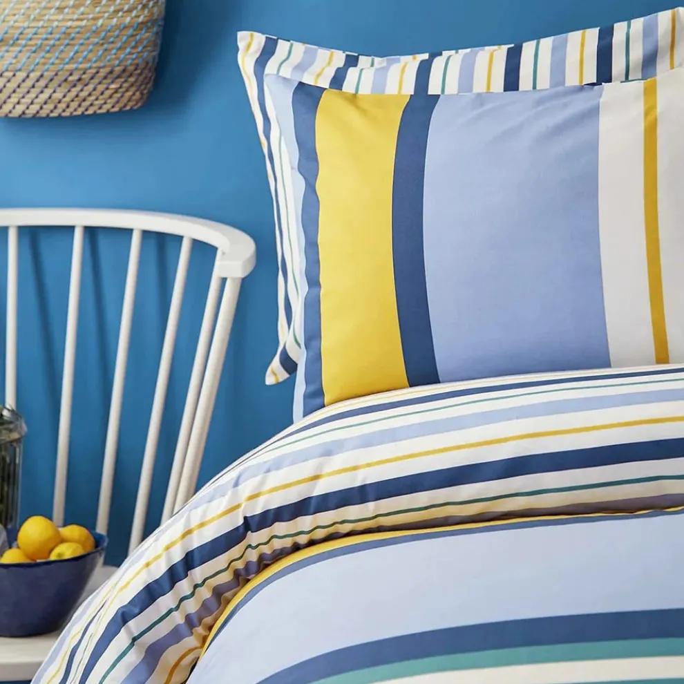 Nautica Home Dover 100% Turkish Cotton Duvet Cover Set, Super King, 260cmx220cm, Blue Multi