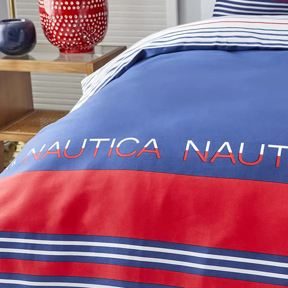 Nautica Home Drifting 100% Cotton Duvet Cover Set, Double, 200cmx200cm, Navy Blue Multi