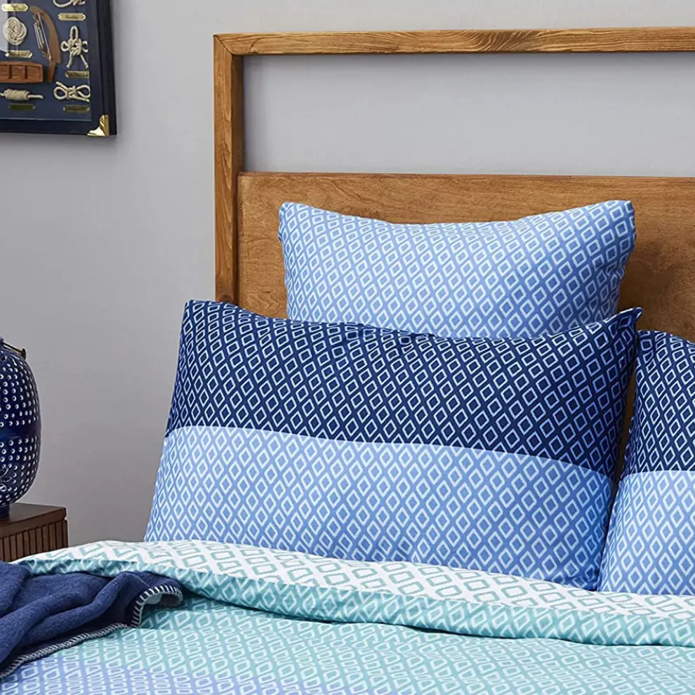Nautica Home Grace 100% Cotton Duvet Cover Set, Double, 200cmx200cm, Blue Multi