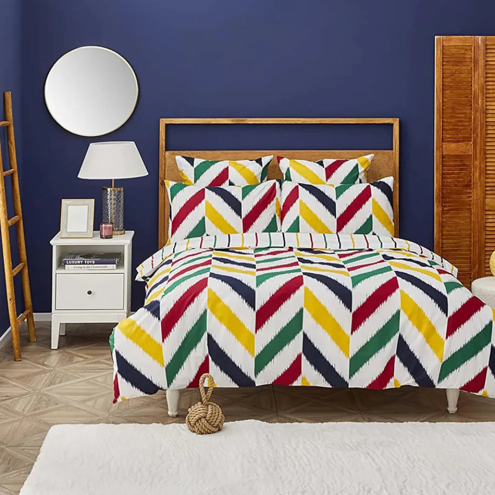 Nautica Home Herring 100% Cotton Duvet Cover Set, Double, 200cmx200cm, White Multi