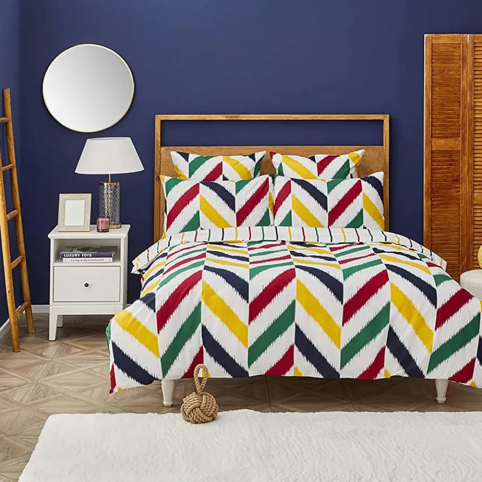 Nautica Home Herring 100% Cotton Duvet Cover Set, Single, 140cmx200cm, White Multi