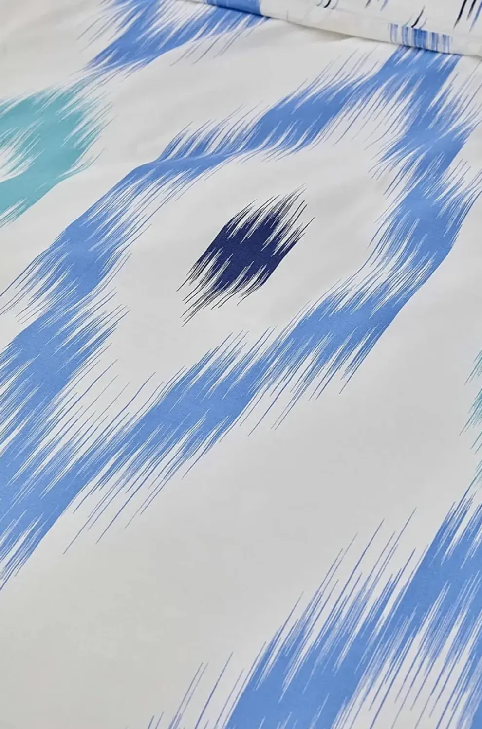 Nautica Home Ikat 100% Cotton Duvet Cover Set, Single, 140cmx200cm, White Blue