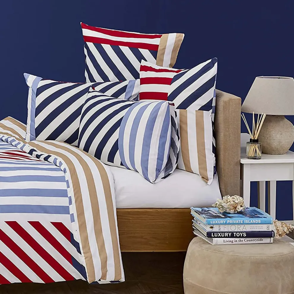 Nautica Home Kai 100% Cotton Duvet Cover Set, King, 230cmx220cm, Blue Multi