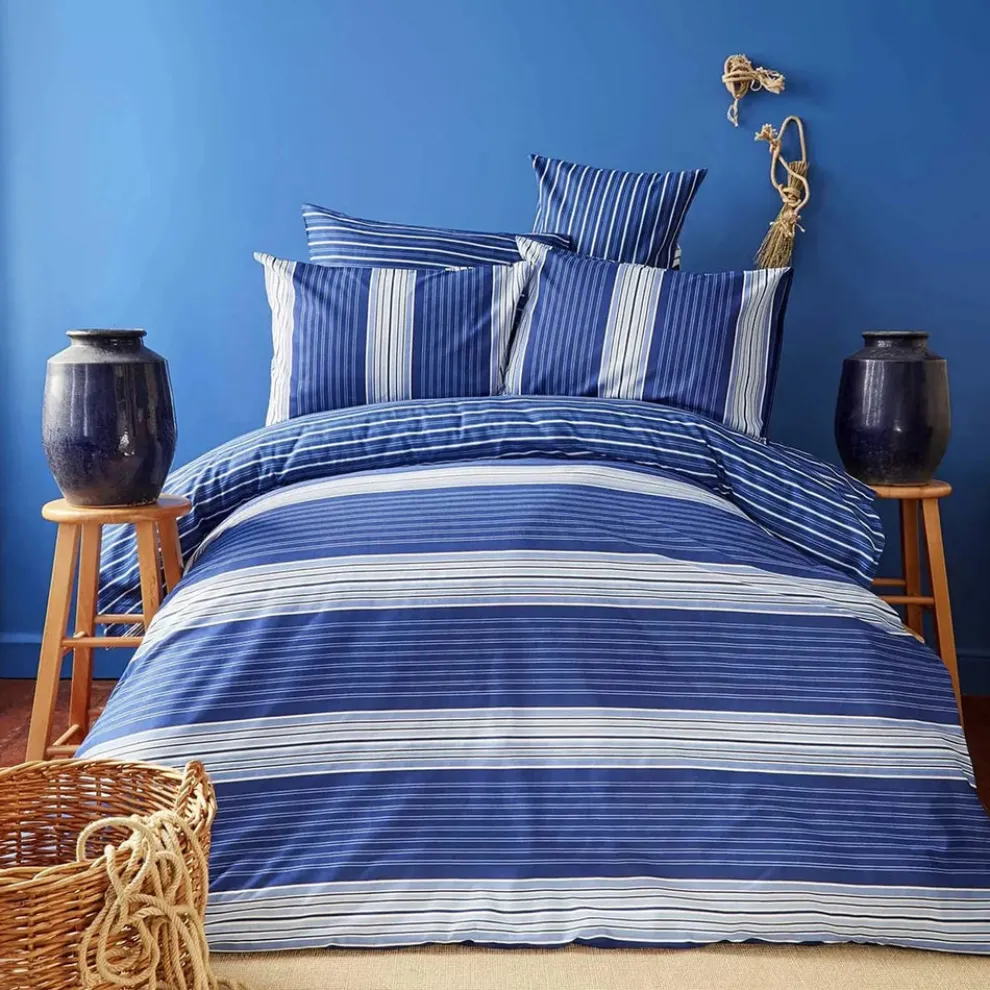 Nautica Home Moby 100% Turkish Cotton Duvet Cover Set, Single, 140cmx200cm, Navy Blue Multi