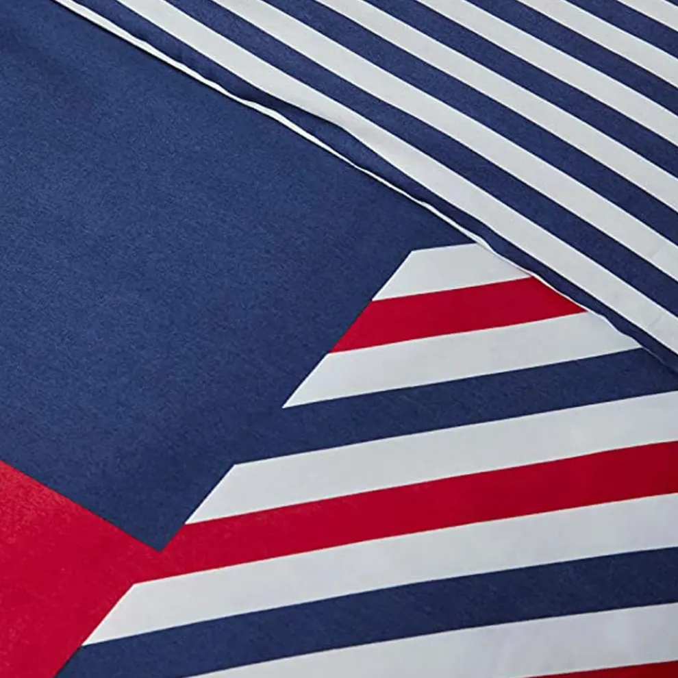 Nautica Home Morris 100% Cotton Duvet Cover Set, Super King, 260cmx220cm, Navy Blue Multi