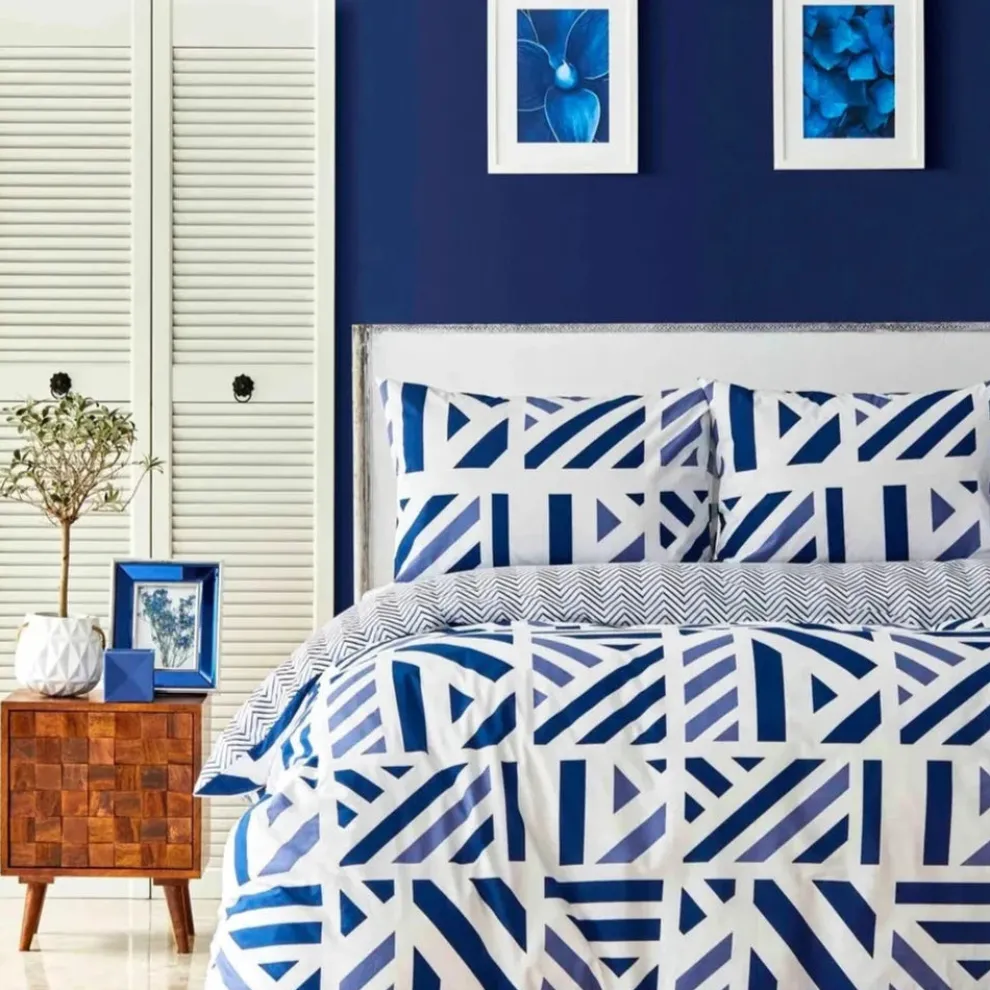 Nautica Home Orion 100% Turkish Cotton Duvet Cover Set, Single, 140cmx200cm, Navy Blue White