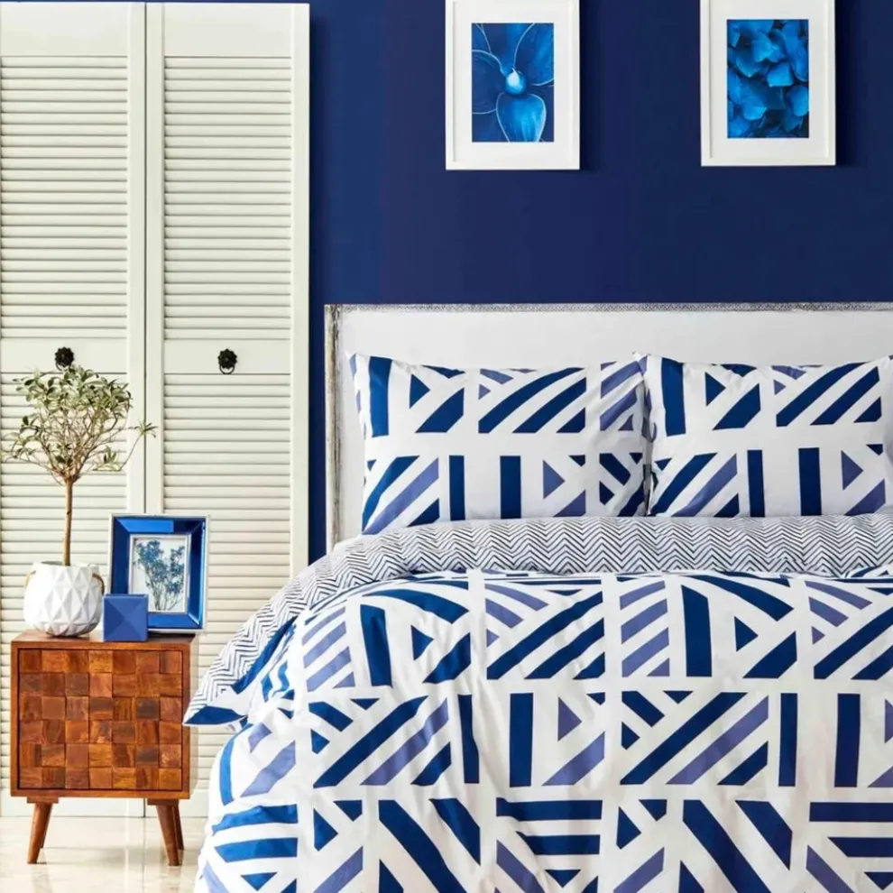 Nautica Home Orion 100% Turkish Cotton Duvet Cover Set, Double, 200cmx200cm, Navy Blue