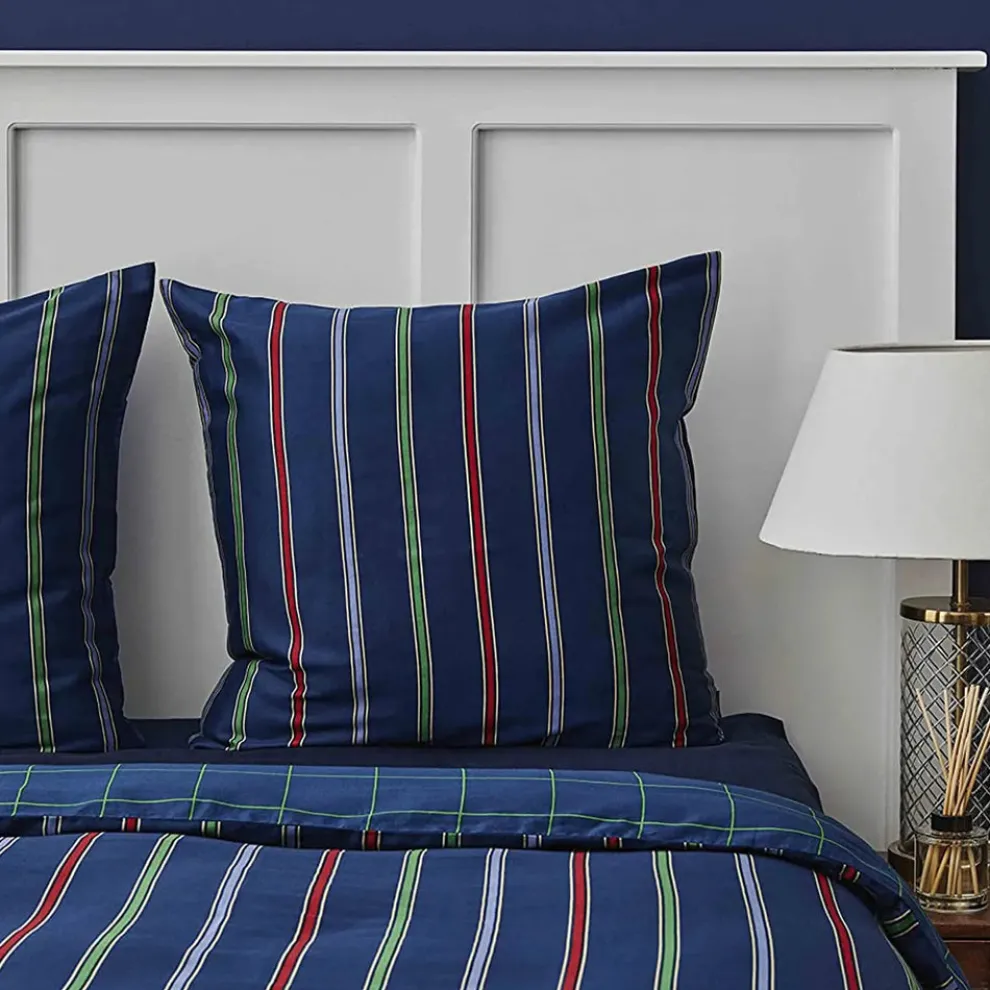 Nautica Home Ray 100% Cotton Duvet Cover Set, King, 230cmx220cm, Navy Blue Multi