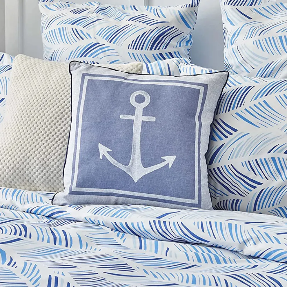 Nautica Home Wave 100% Turkish Cotton Duvet Cover Set, Double, 200cmx200cm, Blue White