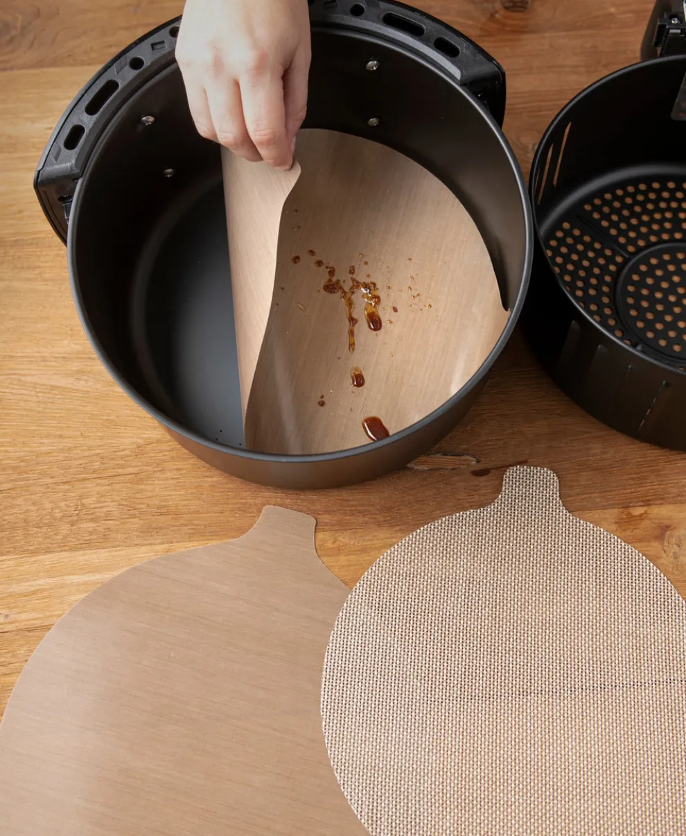 Nostik 2-Piece Round Air Fryer Liner, Brown
