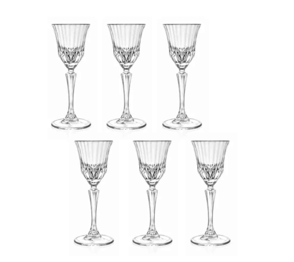 Rcr Adagio 6-Piece Liqueur Glass Set, 80ml, Transparent
