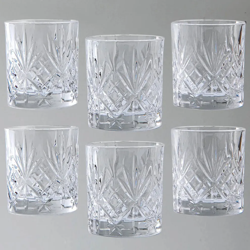 Rcr Melodia 6 Piece Crystal Glass Small Water Glass Set, 80ml, Transparent