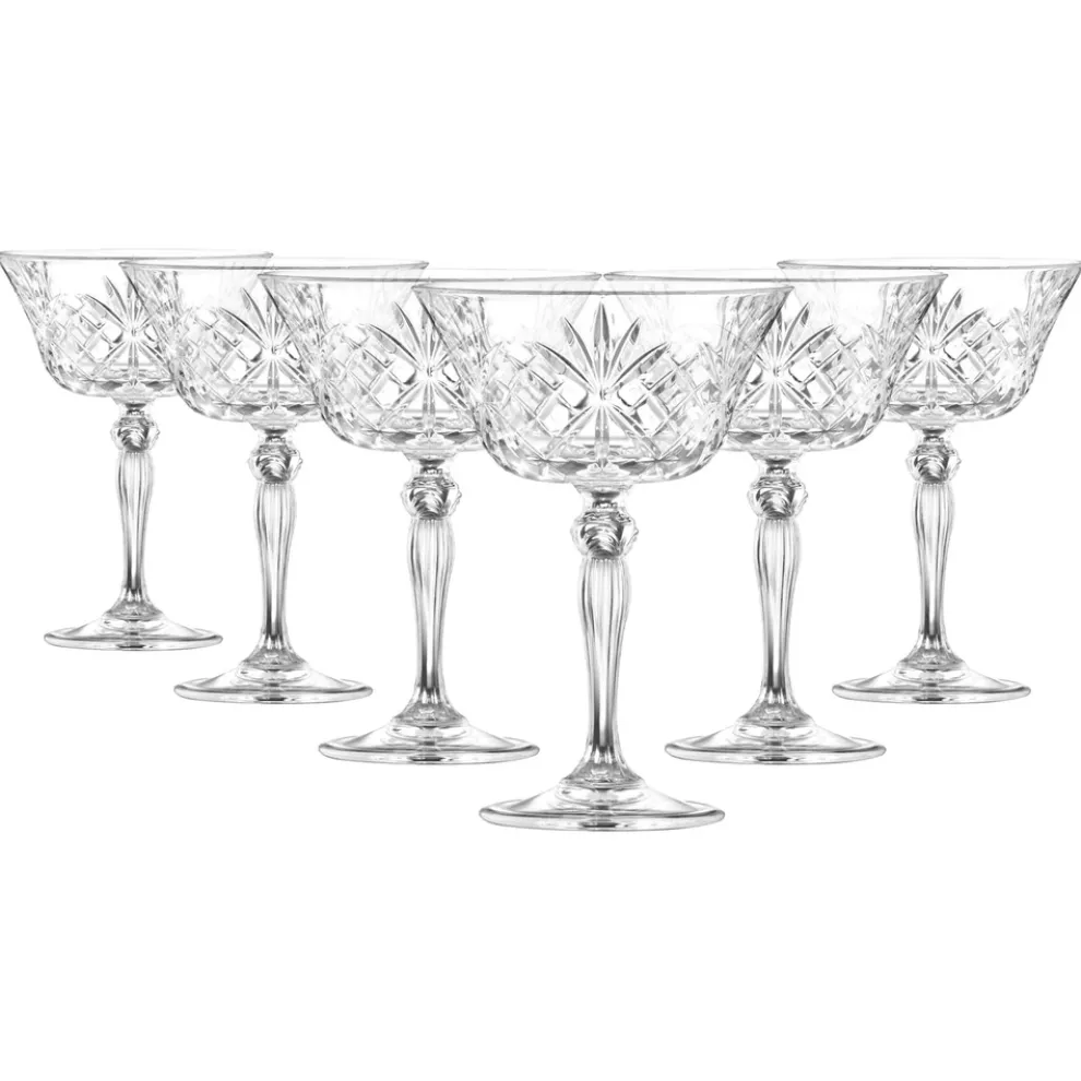 Rcr Melodia 6-Piece Champagne Glass Set, 260ml, Transparent