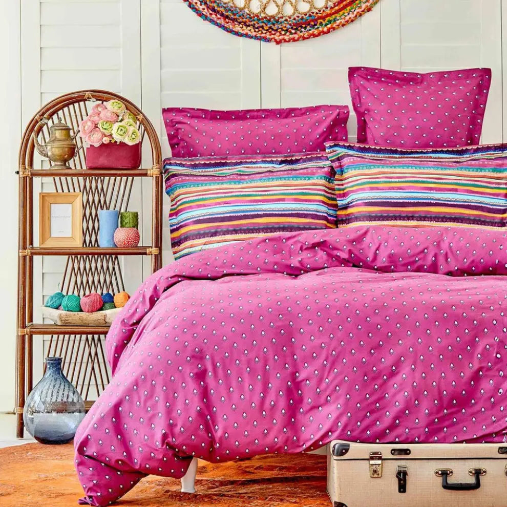 Sarah Anderson Adya 100% Turkish Cotton Duvet Cover and Pillow Set, Double, Purple